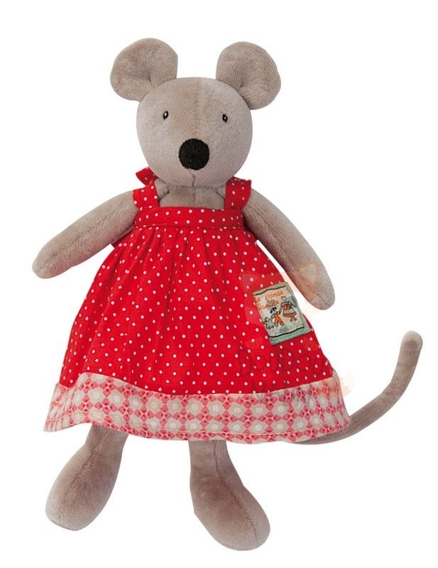  grande famille baby comforter nini the mouse red dress grey 